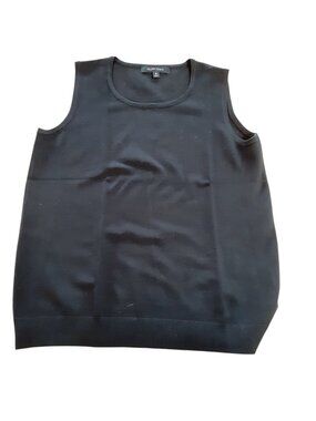 Ellen Tracy Womens Knit Tank Top M Black Round Neck Rayon Blend Sleeveless NWOT